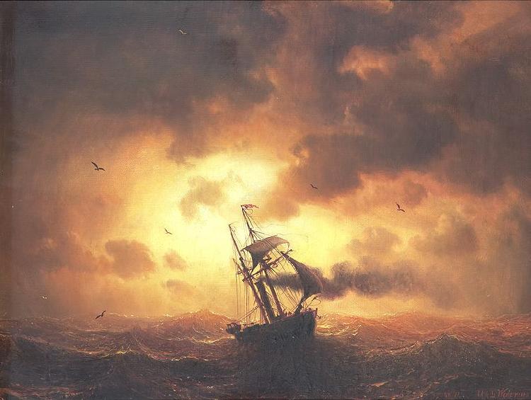 marcus larson Stemship in Sunset China oil painting art